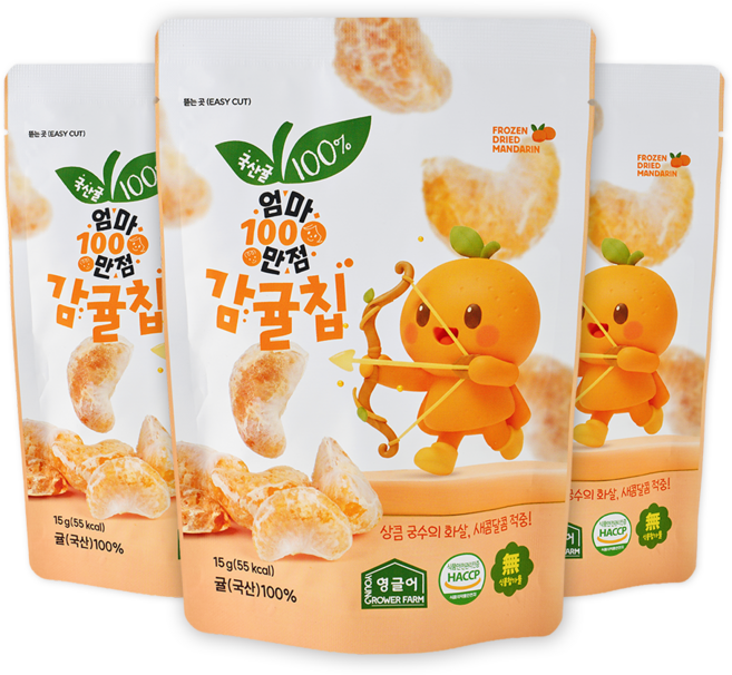 [영글어농장] 국내산 동결건조 과일칩 엄마만점 감귤칩 15g 3개