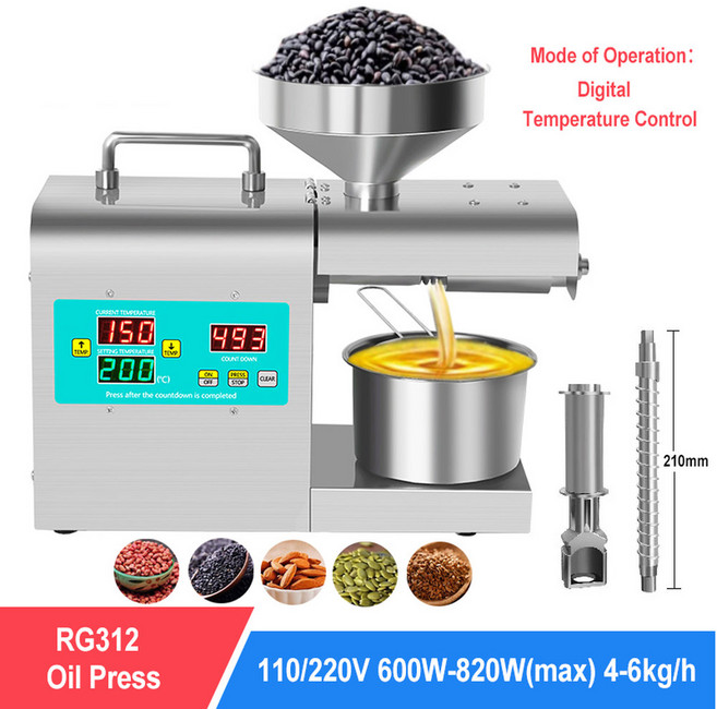 제어 온도 신제품 아마 가정용 강력 고추출 오일 디지털 땅콩 프레스 콜드 참깨 다양한, 1.RG312(110V), 1.RG312(110V)