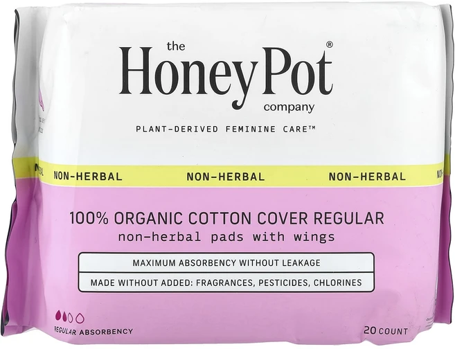 The Honey Pot Company 유기농 무함유 허브 패드 날개 포함 레귤러 20개입, TheHoneyPotCompany유기농무함유허브패드날개, 중형/레귤러, 1개 - 쿠팡