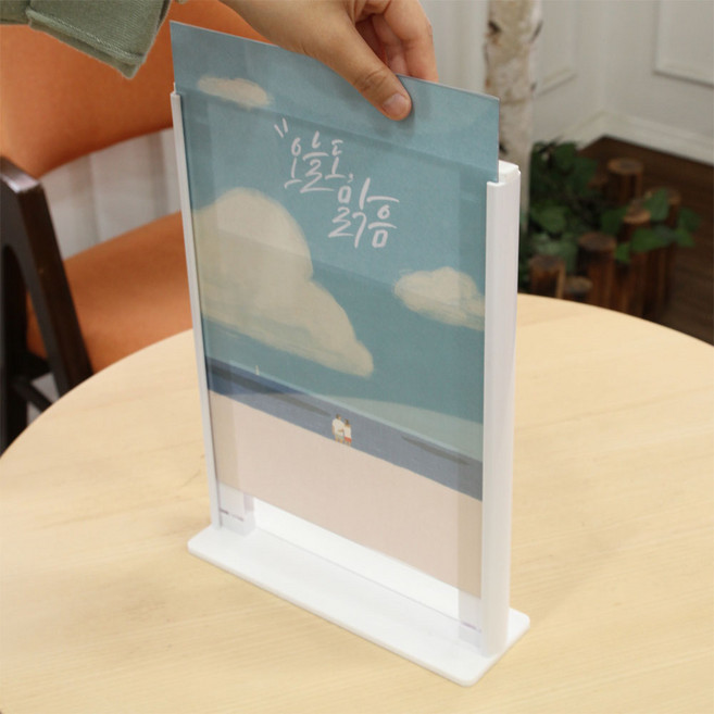 양면 아크릴 POP 꽂이 스탠드꽂이 테이블 메뉴판 안내판 다양한사이즈, 24.2437-T자형꽂이/52x74mm