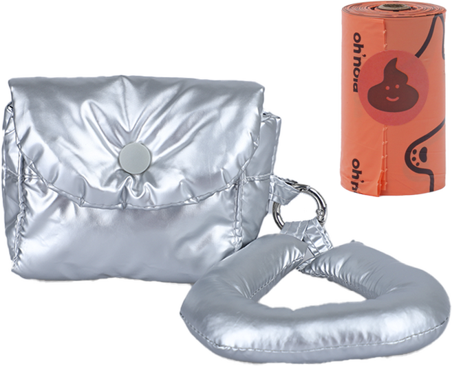 오놀라 패딩 풉백 배변봉투 파우치 배변봉투 1롤 포함, 실버(파우치+배변봉투1롤), 1개, 1개입