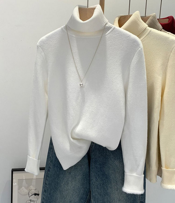 [쉬즈본] 일릭기모상의 /여성 겨울 따뜻 기모 목폴라 긴팔 니트 티셔츠