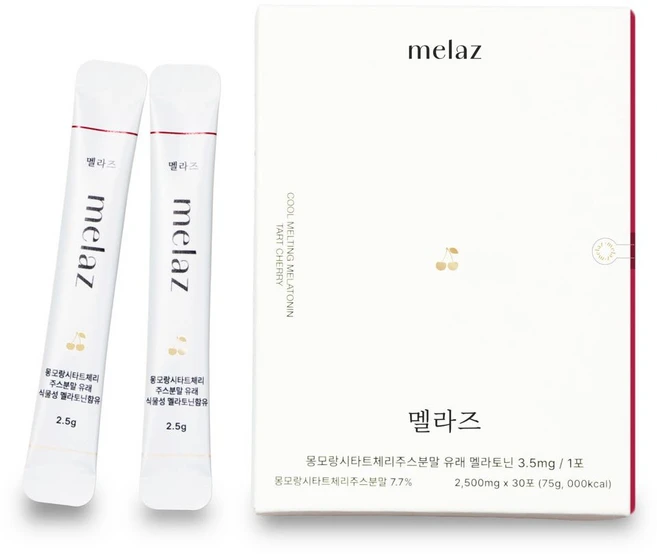 멜라즈 식물성 멜라토닌 3초 쿨멜팅 분말 식약청인증 HACCP 타트체리 테아닌 함유, 1세트, 30회분 - 쿠팡