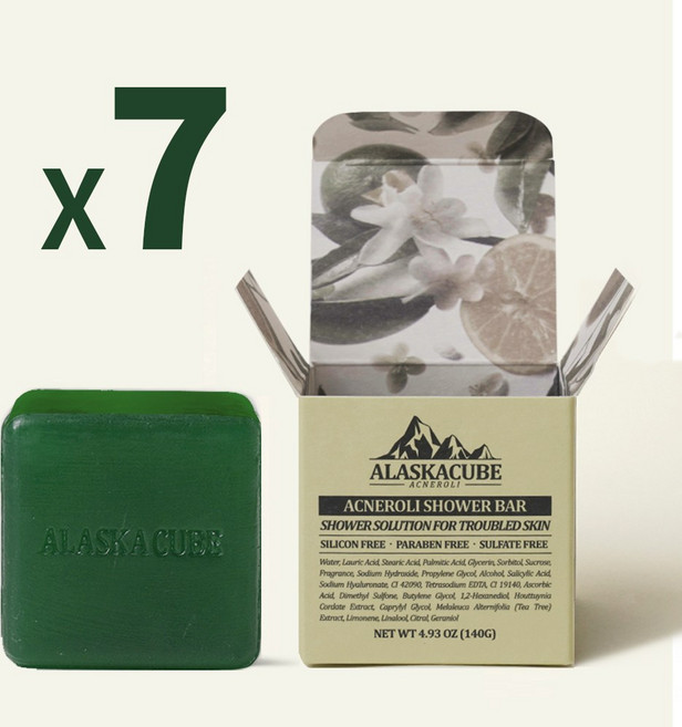 알래스카큐브 아크네롤리 퍼퓸 샤워바 여드름 비누, 7개입, 140g