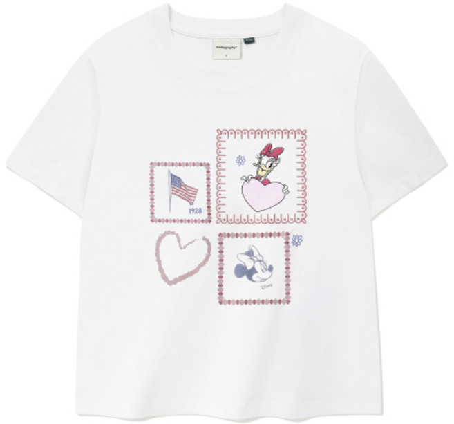 코드그라피 CGP 디즈니 콜라보 Lee 프레임 미니마우스 프렌즈 반소매 티셔츠_화이트 매장정품 216704