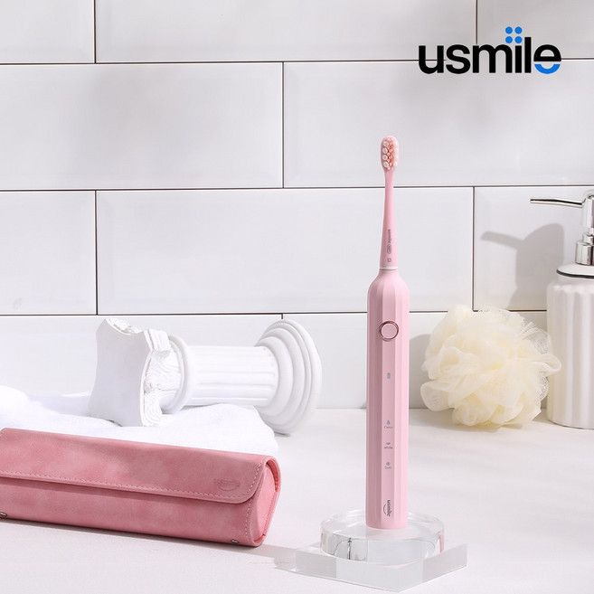 유스마일 압력센서 3단 음파 전동칫솔 + 리필 모 2p + 케이스 세트, Y1S(핑크)