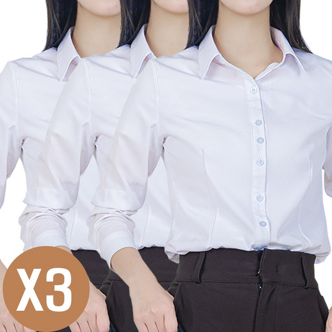 세련닷 여성 링클프리 주름방지 화이트 긴팔 셔츠 1+1+1