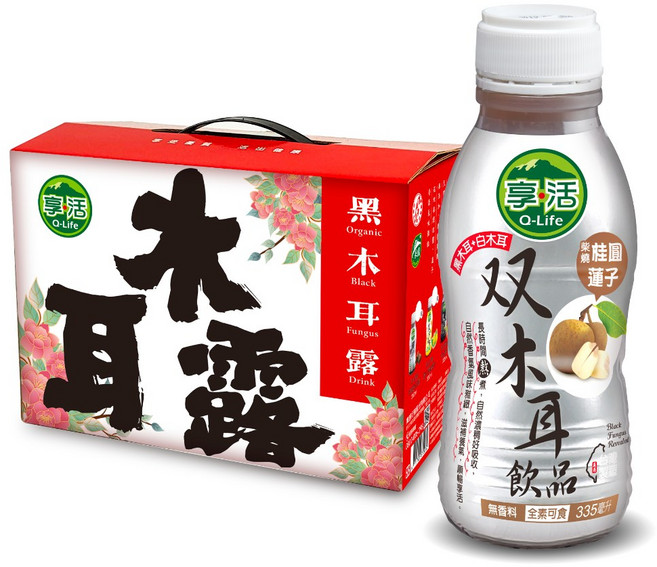 Q-Life 柴燒龍眼雙木耳露 350ml 禮盒, 1個, 禮盒一組可超取