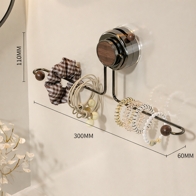 이온브 고급 흡착식 머리끈 헤어밴드 거치대, 1개, 월넛 블랙