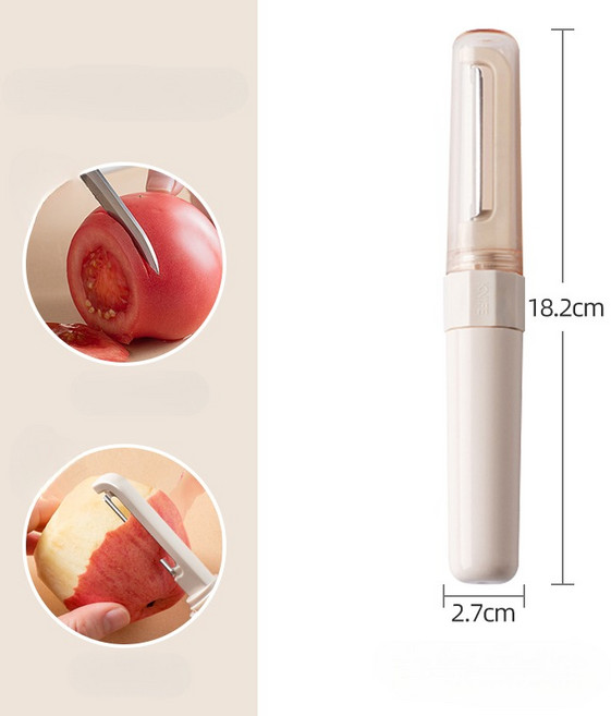 귀월미 휴대용 2in1 과일칼 겸용 필러 주방용 조리도구, 1개, 화이트