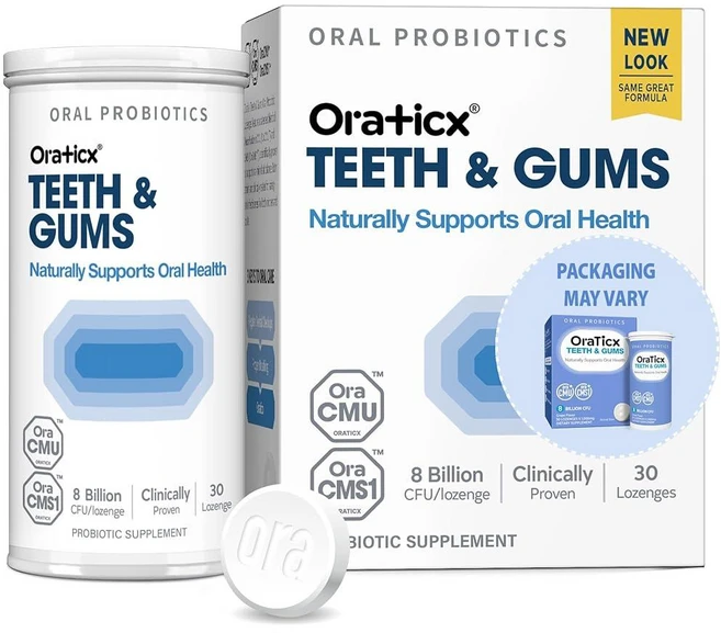 OraTicx Teeth & Gums 구강 프로바이오틱스 80억 CFU - 건강 신선한 호흡 및 면역력 지원 치과 프로바이오틱 보충제 포도 맛 캔디 2팩, 1, 2개, 30정 - 쿠팡