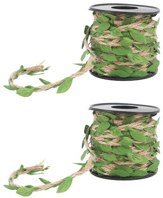 파티짱 새싹 리본 끈 잎사귀 끈 줄 파티 소품, 2개, 10m, 새싹 리본 끈(마끈/그린)