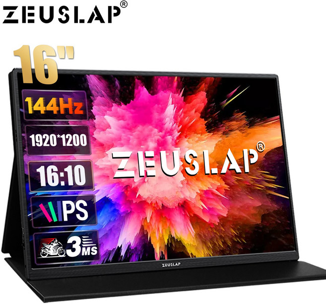 ZEUSLAP 제우스랩 16inch 144hz IPS 휴대용 모니터 DEX 모니터 초경량 초슬림 휴대 포터블 모니터 P16 144Hz, 40.64cm