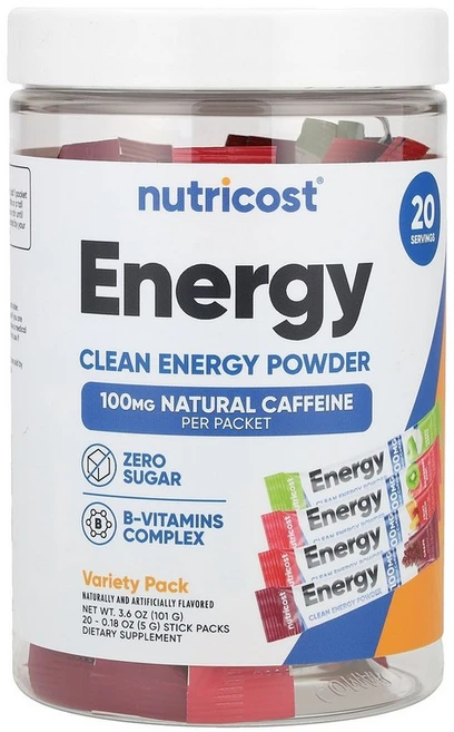 뉴트리코스트 Nutricost Energy Clean Energy Powder Variety Pack 20 Stick Packs 0.18 oz 5 g Each, Packet - 쿠팡