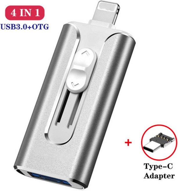 휴대폰용 OTG USB 플래시 드라이브 USB 3.0 메모리 스틱 외부 저장 장치 안드로이드 C 타입 윈도우 장치 4 256G 512G 128G, 01 Silver send Type C_01 4GB, 1개