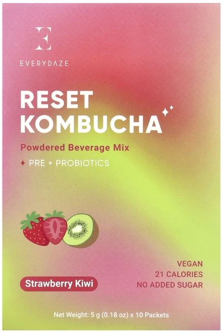 몸관리하세요 겨울입니다 Everydaze 재설정 콤부차 분말 음료 믹스 딸기 키위 10팩 개당 5g(0.18oz) 특별관리진행, 5g - 쿠팡
