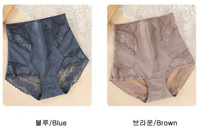 1+1 힙업 똥배커버팬티 빅사이즈 레이스하이웨스트팬티 허리라인 잡아주는 시스루 레이스팬티 레이스여성팬티