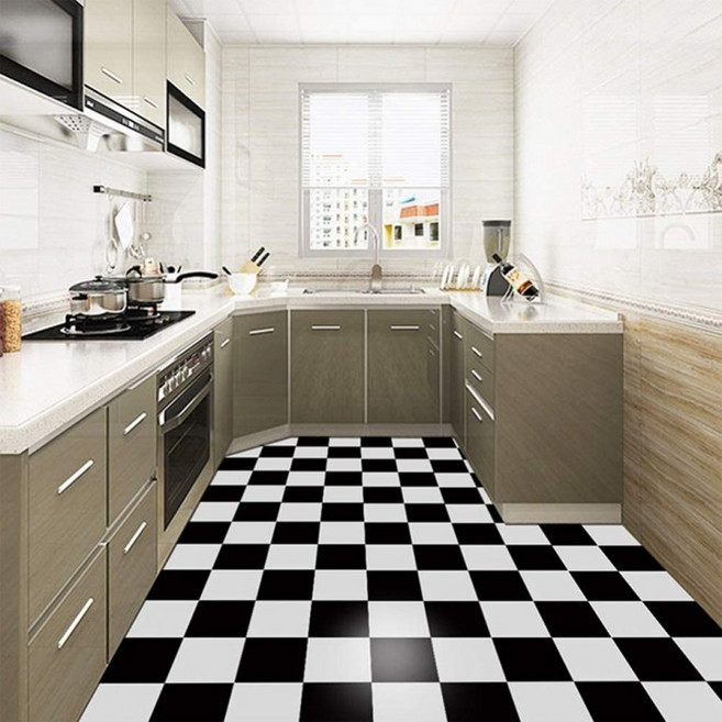 셀프시공 체크타일시트지 주방리폼인테리어, 1번