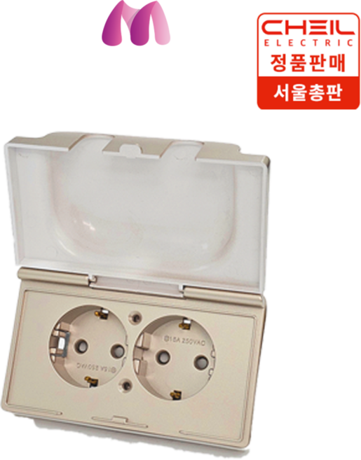 제일전기 디아트 샴페인 골드 방우형 가로 2구 콘센트