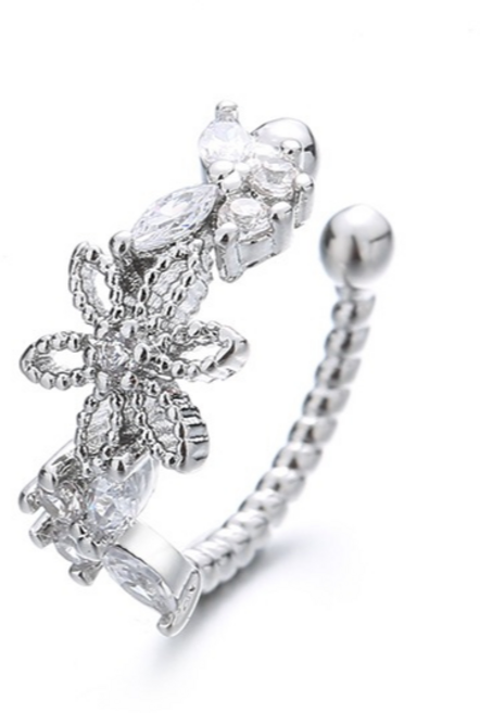 花朵麻花耳骨夾 無耳洞夾式耳環