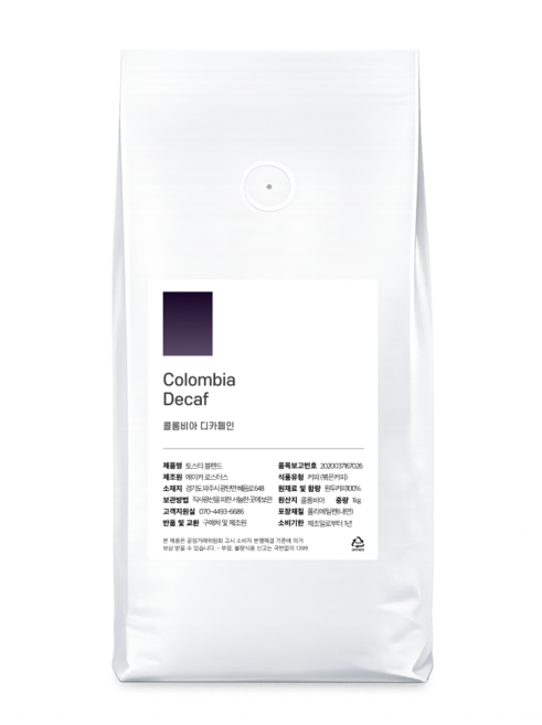 올데이커피 고소한 콜롬비아 디카페인 원두 커피, 1개, 1kg, 홀빈(분쇄안함)