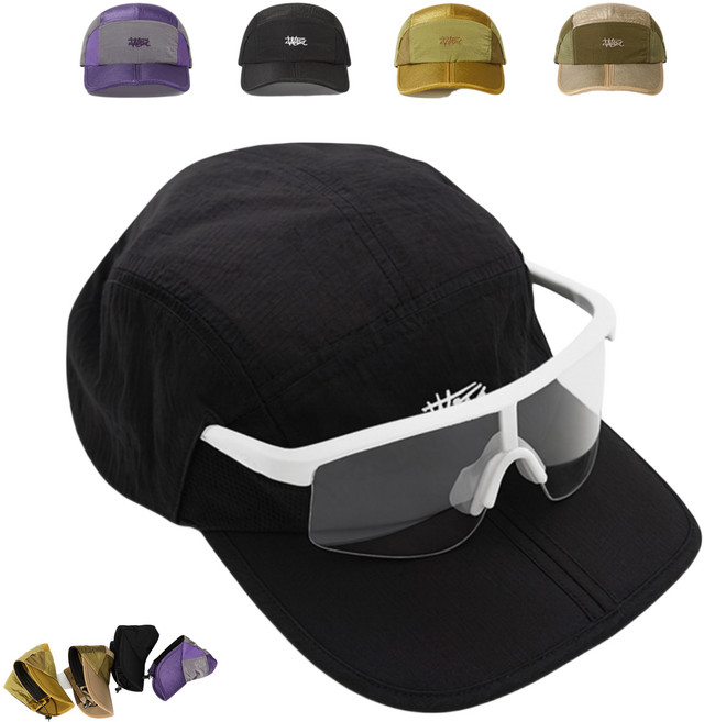 메셀 러닝 모자 메쉬 런닝 캡 접이식 스포츠, 블랙, 1개