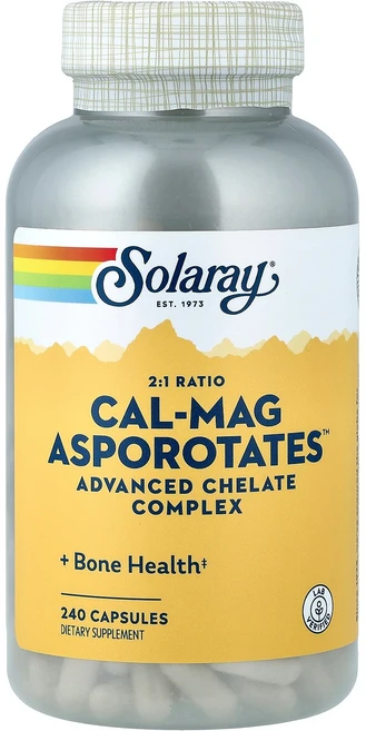Solaray 2:1 비율의 Cal-Mag Asporotates™ 캡슐 240정 Solaray (솔라레이) - 쿠팡