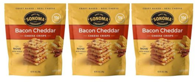 Sonoma Creamery 스낵 소노마 크리머리 치즈 크리스프 베이컨 체다 10온스 3개 묶음 짭짤한 간식 고단백 저탄수화물 글루텐 프리 케토 친화적