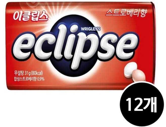 이클립스 스트로베리향 캔디, 31g, 12개