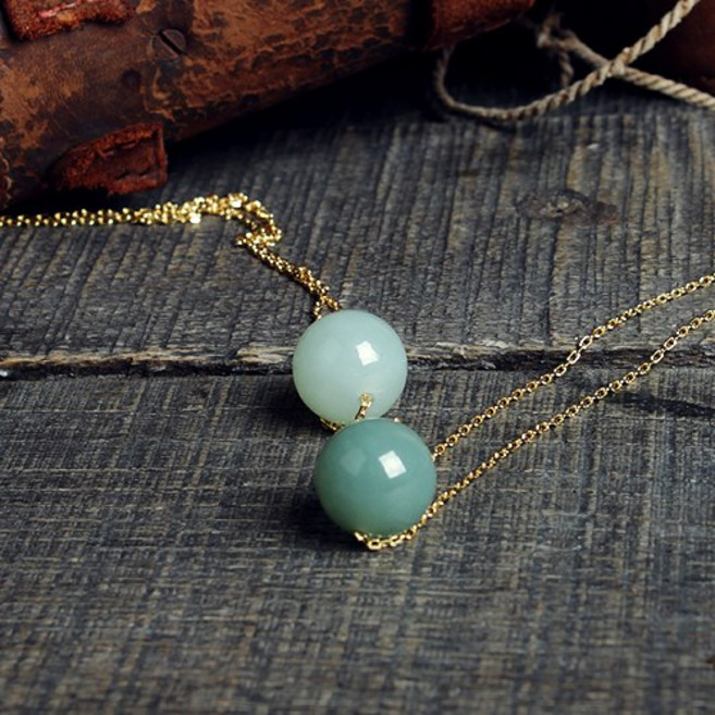 제이드유 춘천옥 일체형 옥구슬 옥펜던트 옥목걸이, 백옥(아이보리), 1개