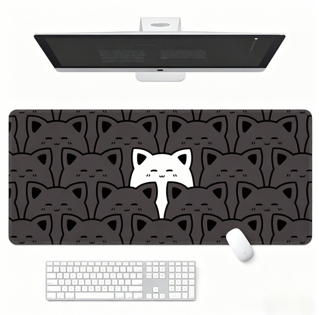 게이밍마우스패드 귀여운 고양이 마우스장패드 논슬립 키보드 매트900 x 400 x 3mm, 1개, 블랙