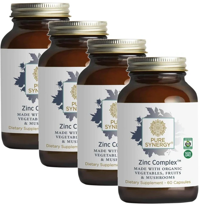 퓨어시너지 아연 콤플렉스 야채 과일 버섯 추출물 함유 캡슐 PURE SYNERGY Zinc Complex, 60정, 4개 - 쿠팡