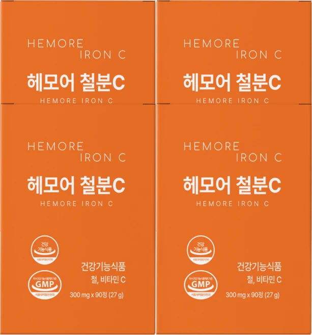 빈혈 고함량 어지럼증 도움 영양제 체내흡수 철분제, 90정, 4개 - 쿠팡