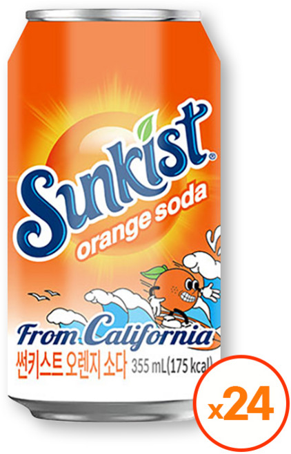 [광동직영] 광동 썬키스트 오렌지소다, 24개, 355ml