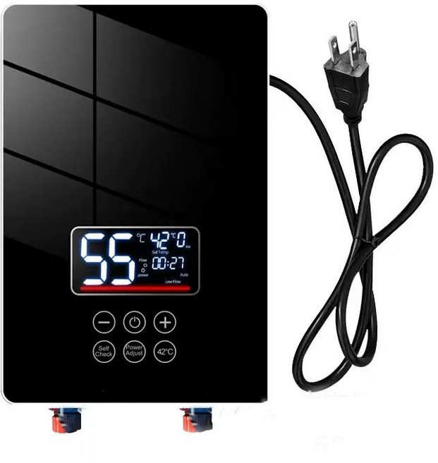 110V 瞬熱式電熱水器 恆溫變頻 智慧溫控 浴室淋浴熱水器, 黑色,六檔恒温(110V3800W)
