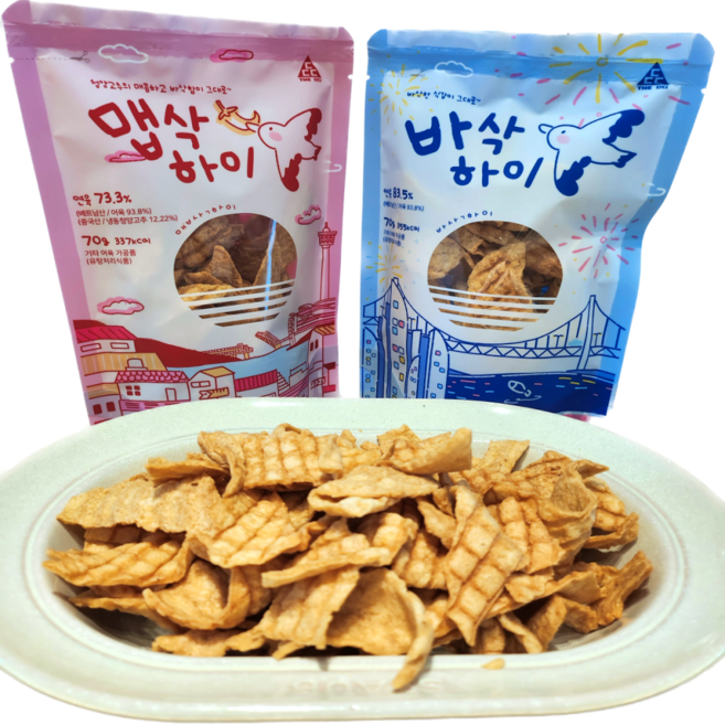 [THE 단디] 어포튀각 바삭하이 + 맵삭하이 2봉 1세트, 70g, 1개