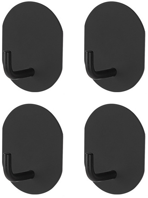 리얼락 강력 냉장고 반영구 자석 후크 4P, 1세트, 블랙