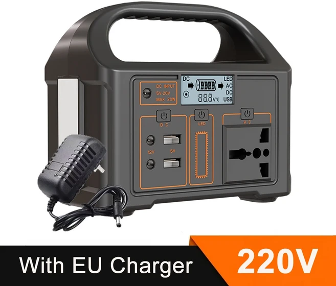 휴대용 발전소 태양광 발전기 24000mAh LiFePO4 캠핑 충전 스테이션 야외 모바일 보조배터리 LED 100W 220V 110V, 1) 100W 220V EU, 1개