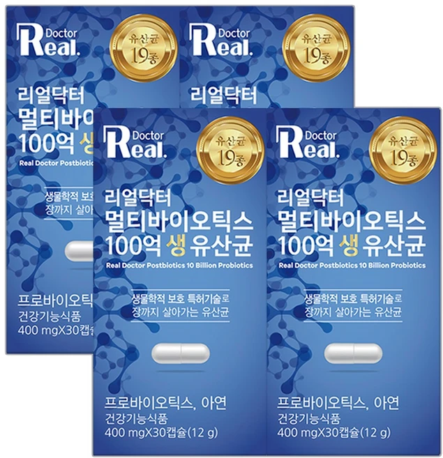 리얼닥터 멀티바이오틱스 100억 생유산균 12g, 30정, 4개 - 쿠팡