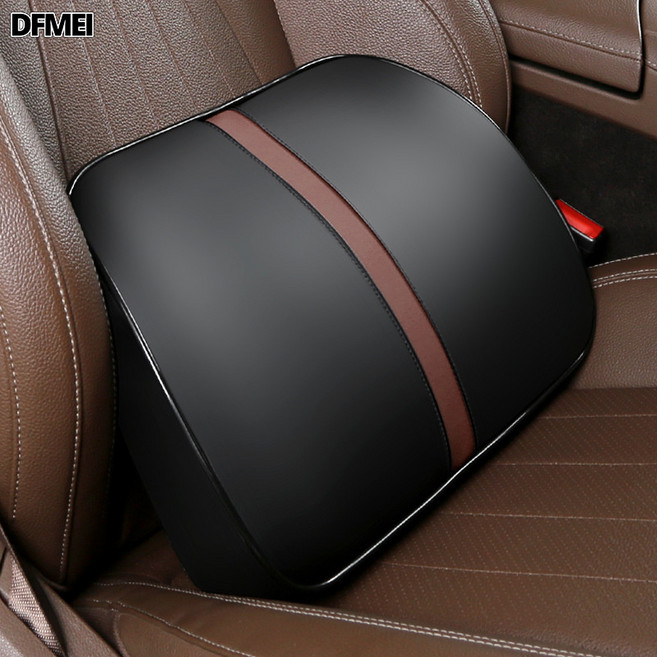 DFMEI 汽車頭枕腰靠記憶棉頸枕腰枕車用腰靠車載頭枕太空棉禮品, 1個, 黑咖腰靠:如圖