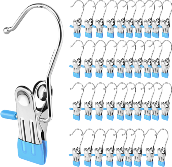 Mirsh 논슬립 코팅 바지걸이 집게, 40개, 블루