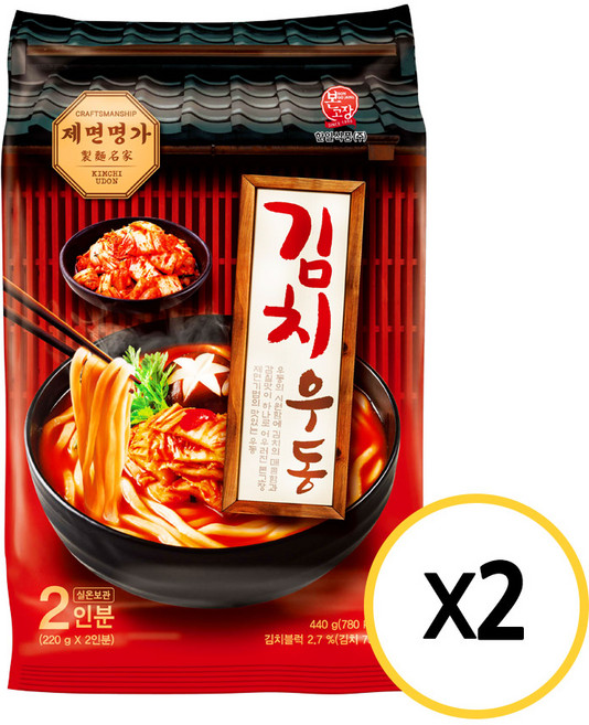[한일식품] 본고장 제면명가 김치우동 2인 440g, 2개