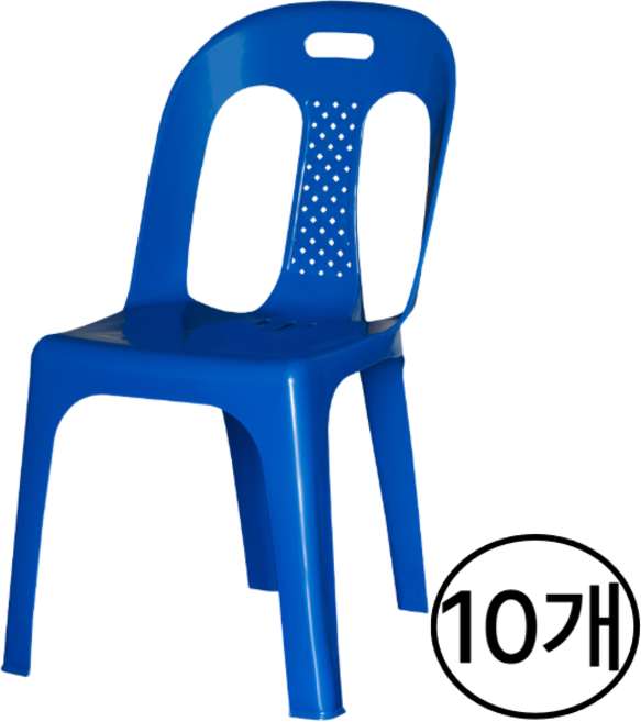 CP 국산 등받이 의자 3호 파랑 10개 간이 플라스틱 야외 행사 편의점 학교 포장마차 포차, 상세페이지 참조