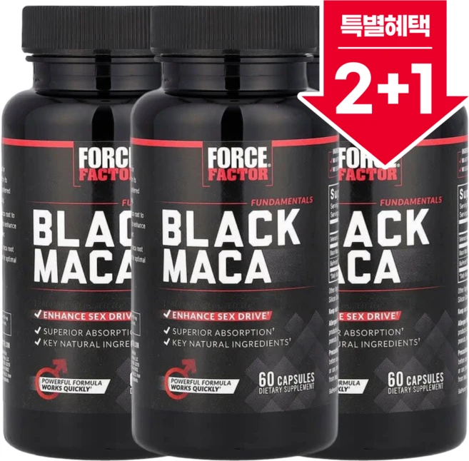 [2+1] 포스팩터 펀더멘탈 블랙 마카 셀레늄 흑후추열매추출물 캡슐 60정 / 해외직구 미국정품, 3개 - 쿠팡
