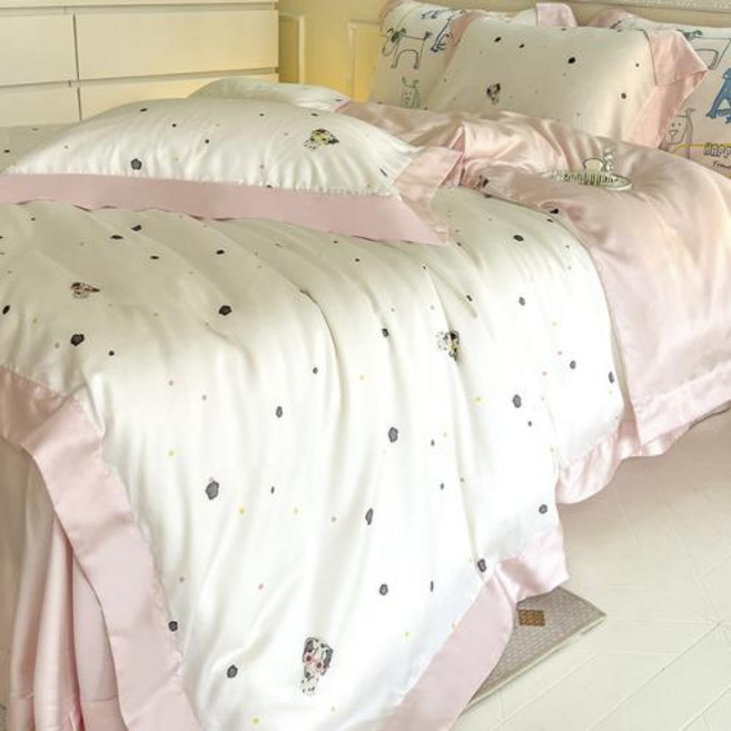 라지킹 여름이불침구세트 리오셀 피부 친화적인 80 텐셀 4 피스 수트 알몸 수면 부드러운 시트 침구 럭셔리 침대 및 베개 커버