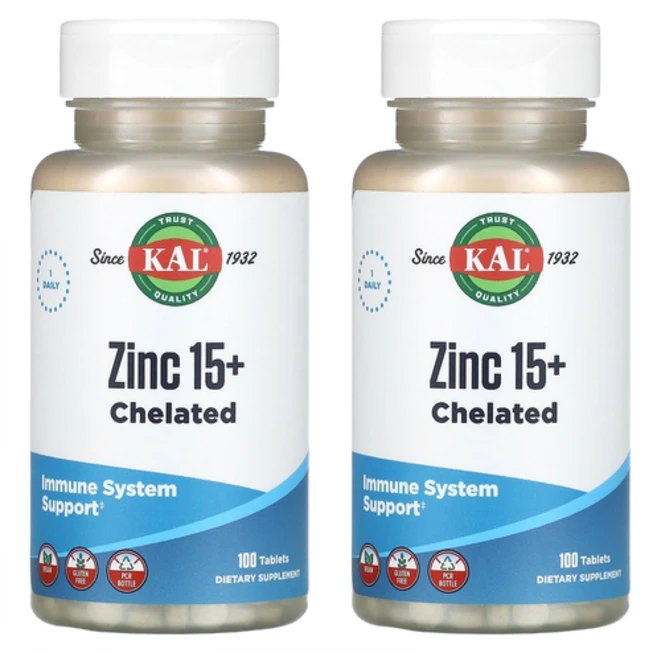 KAL 아연 15 플러스 킬레이트화 100정 X 2개, 2개(100정＋100정) - 쿠팡