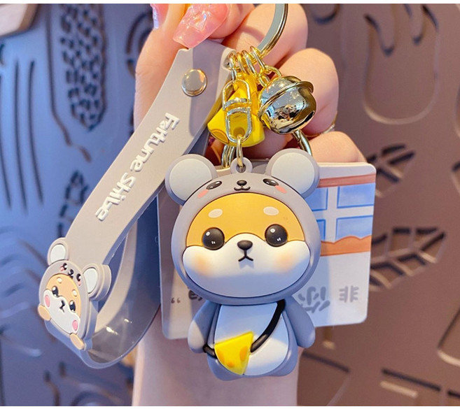 이카이즈 시바견 12띠키링 피규어 자동차 키홀더 가방고리 열쇠고리, 쥐띠, 1개