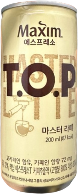 맥심 티오피 마스터 라떼, 200ml, 72개