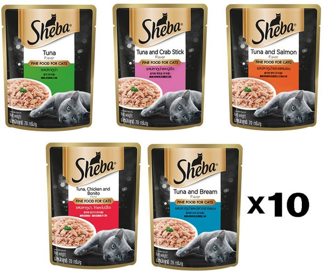 고양이 참치 주식용 쉬바 파우치 70g X10(선택) 습식, 참치와치킨