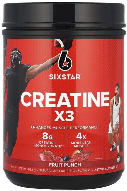 SIXSTAR 크레아틴 X3 과일 펀치 맛 990g, 3개, 993g - 쿠팡